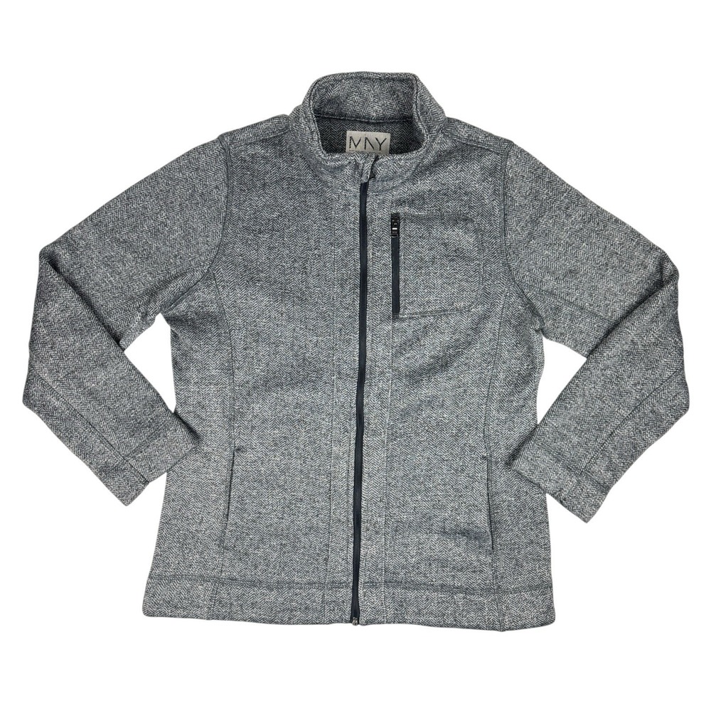 Marc NY Performance Women Medium Fleece Lined Zip Sweater Sweatshirt Herringbone
